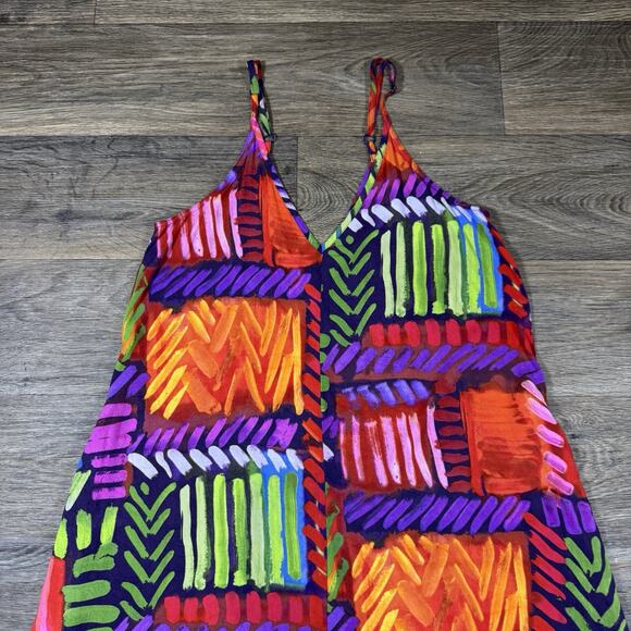 Jams World Honolulu Jumpsuit Romper Womens M Colorful Artsy Wide Leg Hippie Boho - Picture 3 of 16